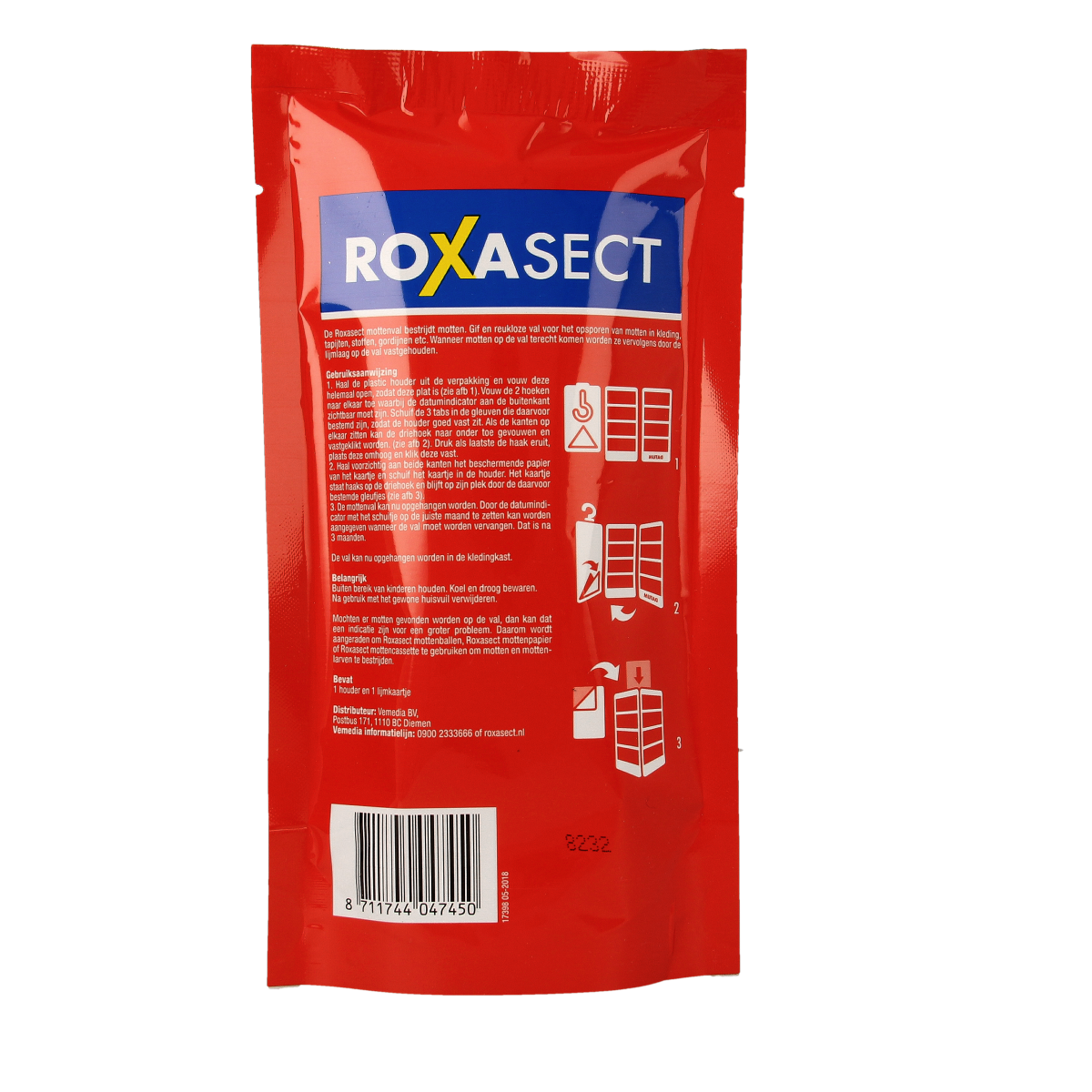 Roxasect Mottenval trap for catching moths and insects, featuring a clear plastic design with bait compartment.