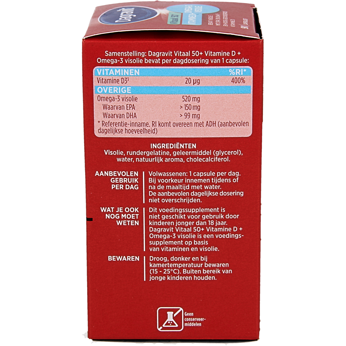 Dagravit Vitaal 50+ multivitamin capsules with omega-3 and vitamin D, 90 capsules for supporting health in older adults