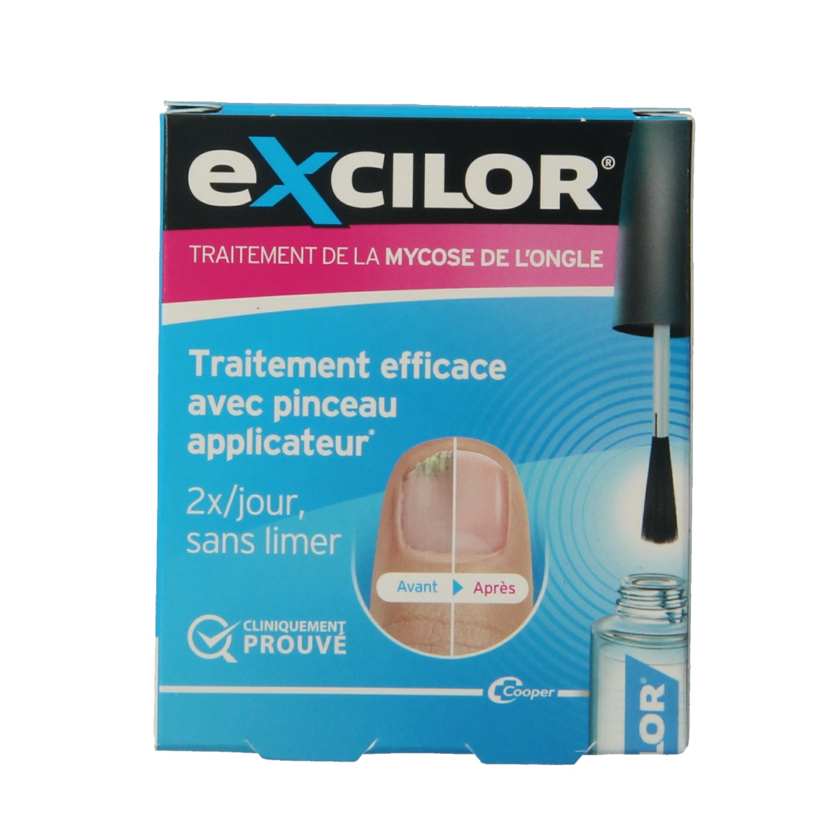 Excilor Kalknagel toenagel treatment solution with brush applicator, 3.03 ml, for foot care and nail fungus treatment.