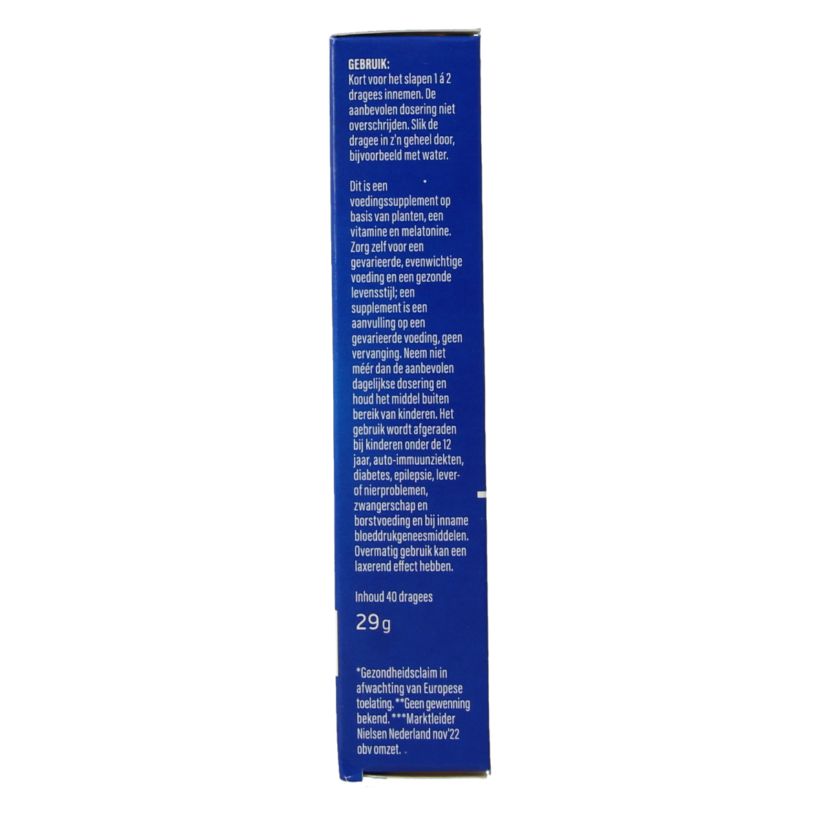 Valdispert Nacht sterk herbal supplement dragees, 40 pieces, featuring natural ingredients for nighttime relaxation.