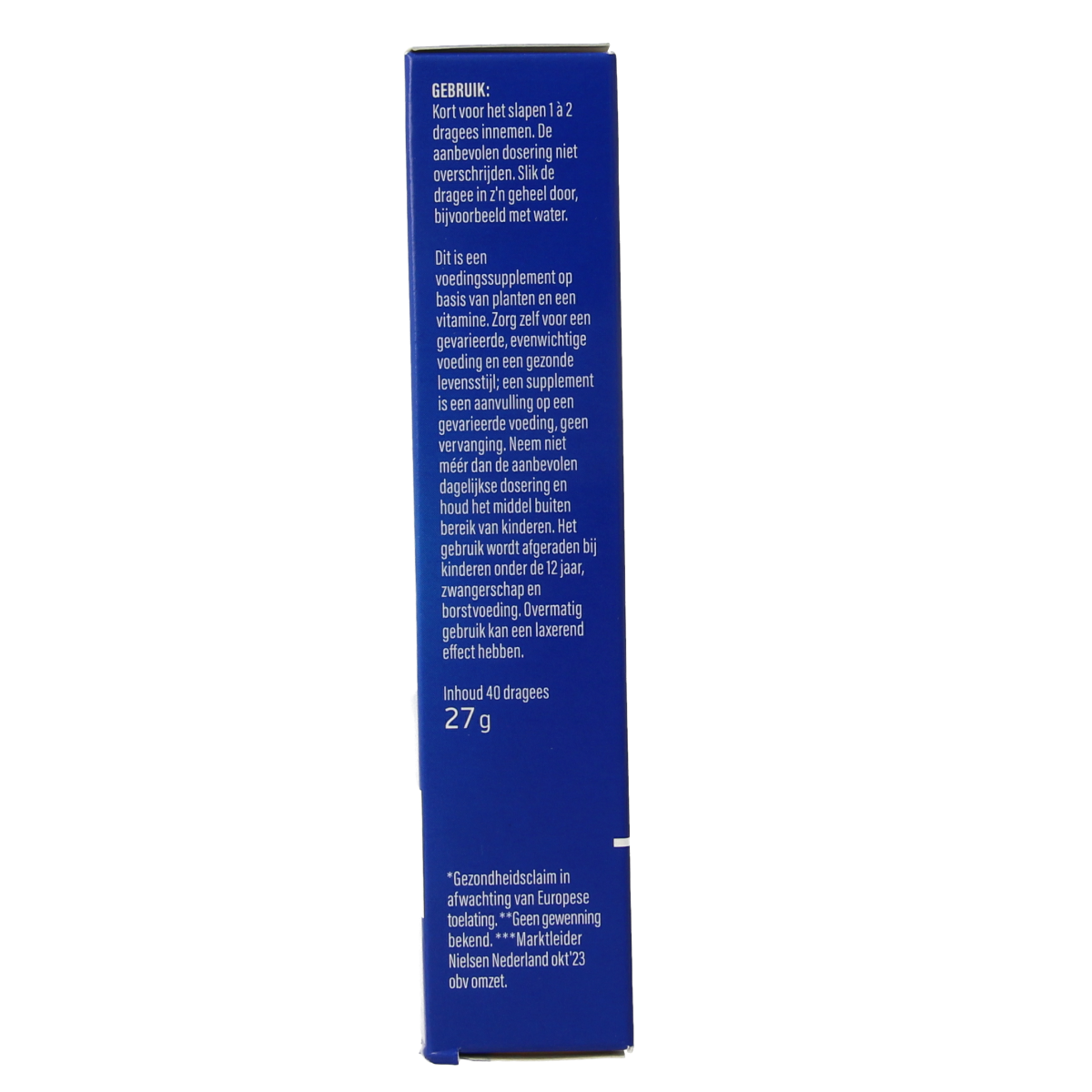 Valdispert Nacht herbal supplement dragees in a container, natural herbal preparation for nighttime relaxation and sleep support.