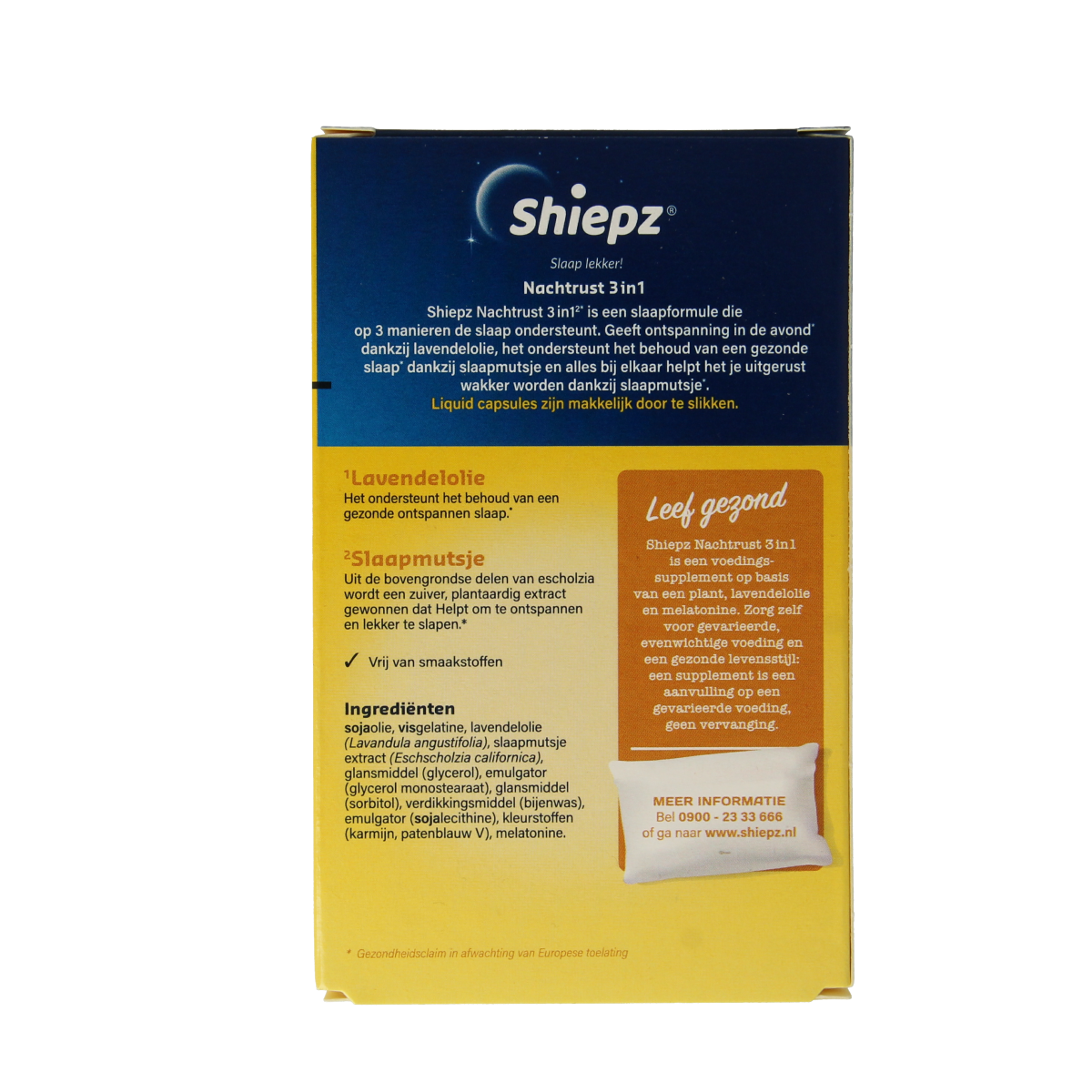 Shiepz Nachtrust 3-in-1 herbal supplement pack with 30 pieces, featuring natural herbal ingredients for relaxation.