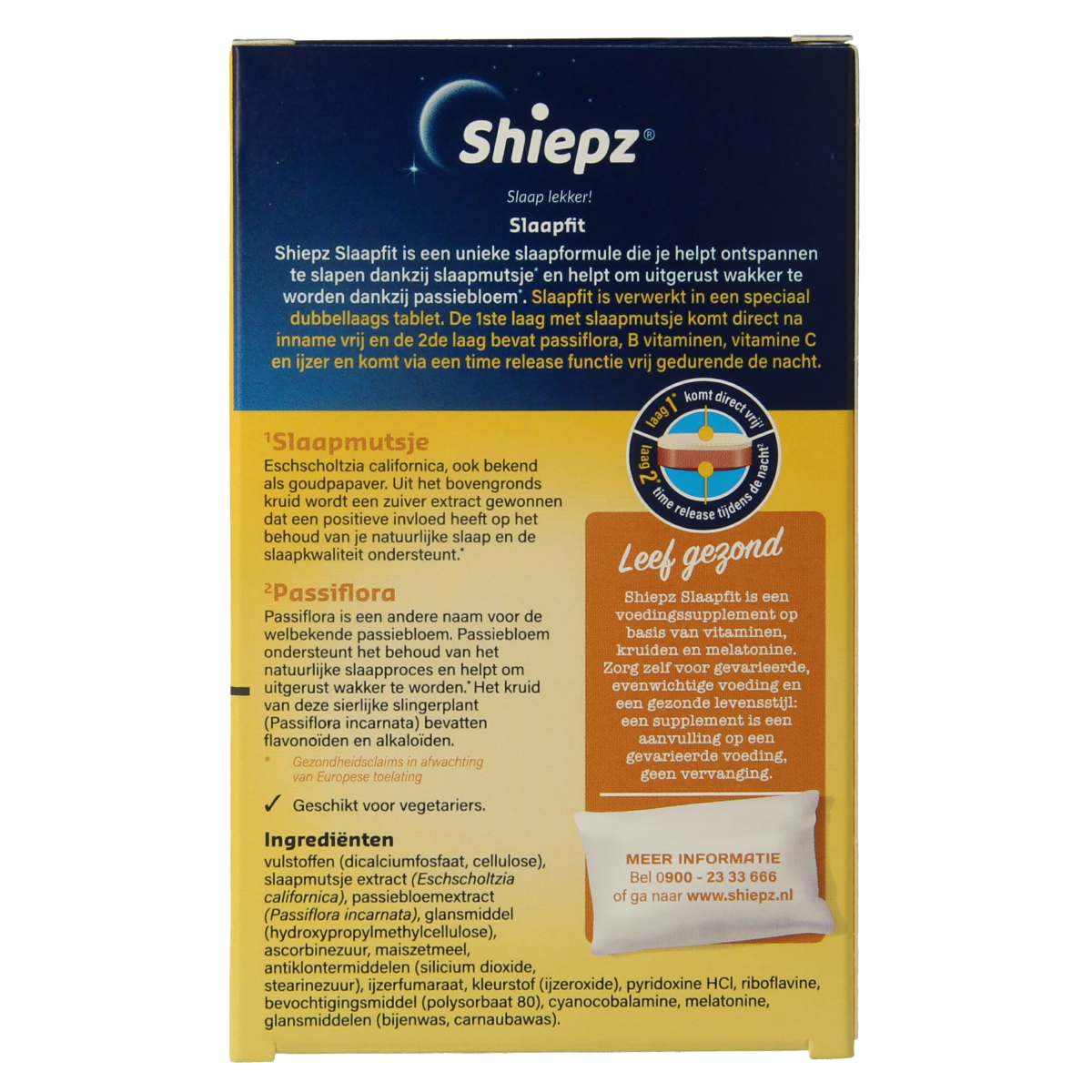 Shiepz Slaapfit herbal supplement 0.29 mg, 30 pieces in blister pack, natural herbal preparation for sleep support.