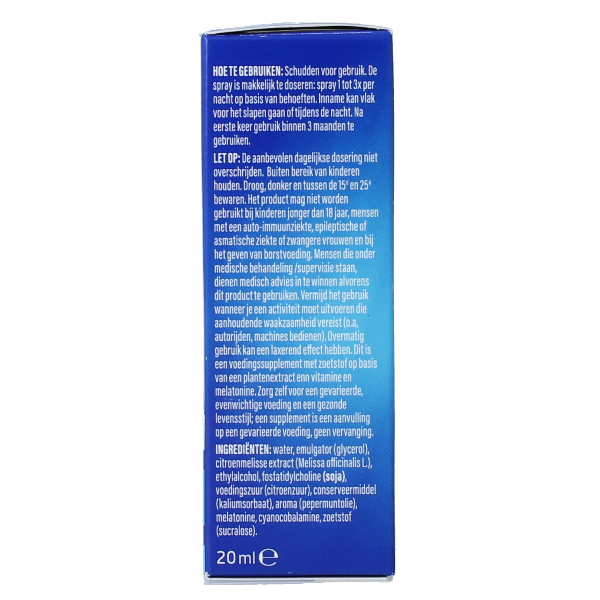 Valdispert Slaap spray herbal supplement in a 20ml bottle, natural herbal remedy for restful sleep.