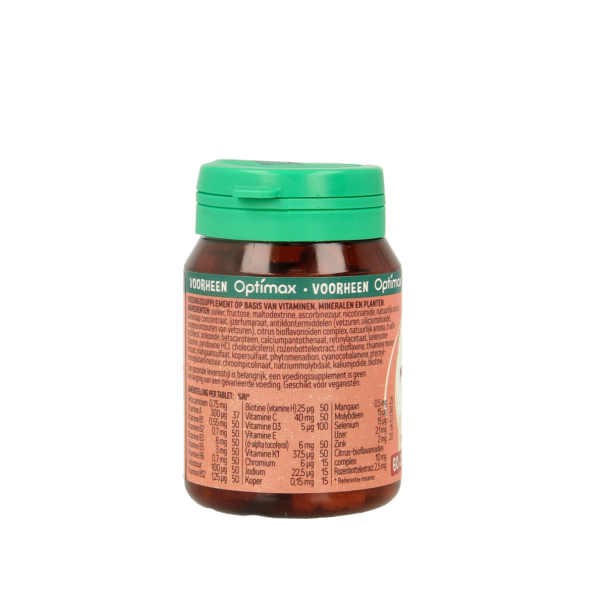 Dagravit Natural kids aardbei multi-vitamin tablets, strawberry flavor, 60 count, for children's nutritional support.