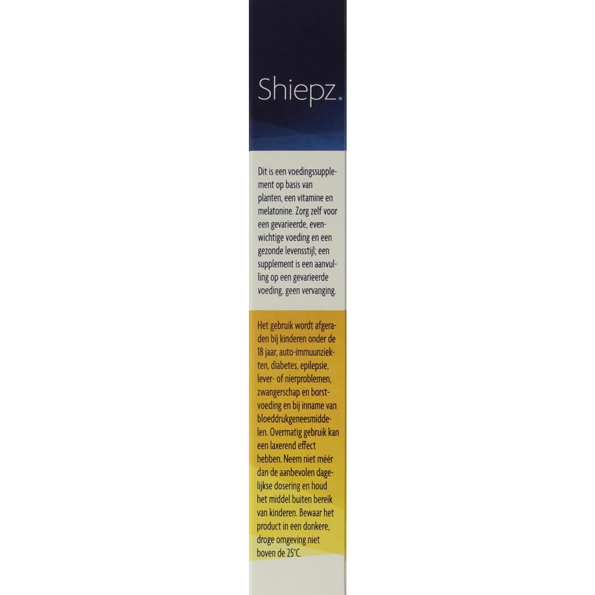 Shiepz Sneller in slaap herbal tablets in a blister pack, natural herbal supplement for better sleep, branded by Shiepz.