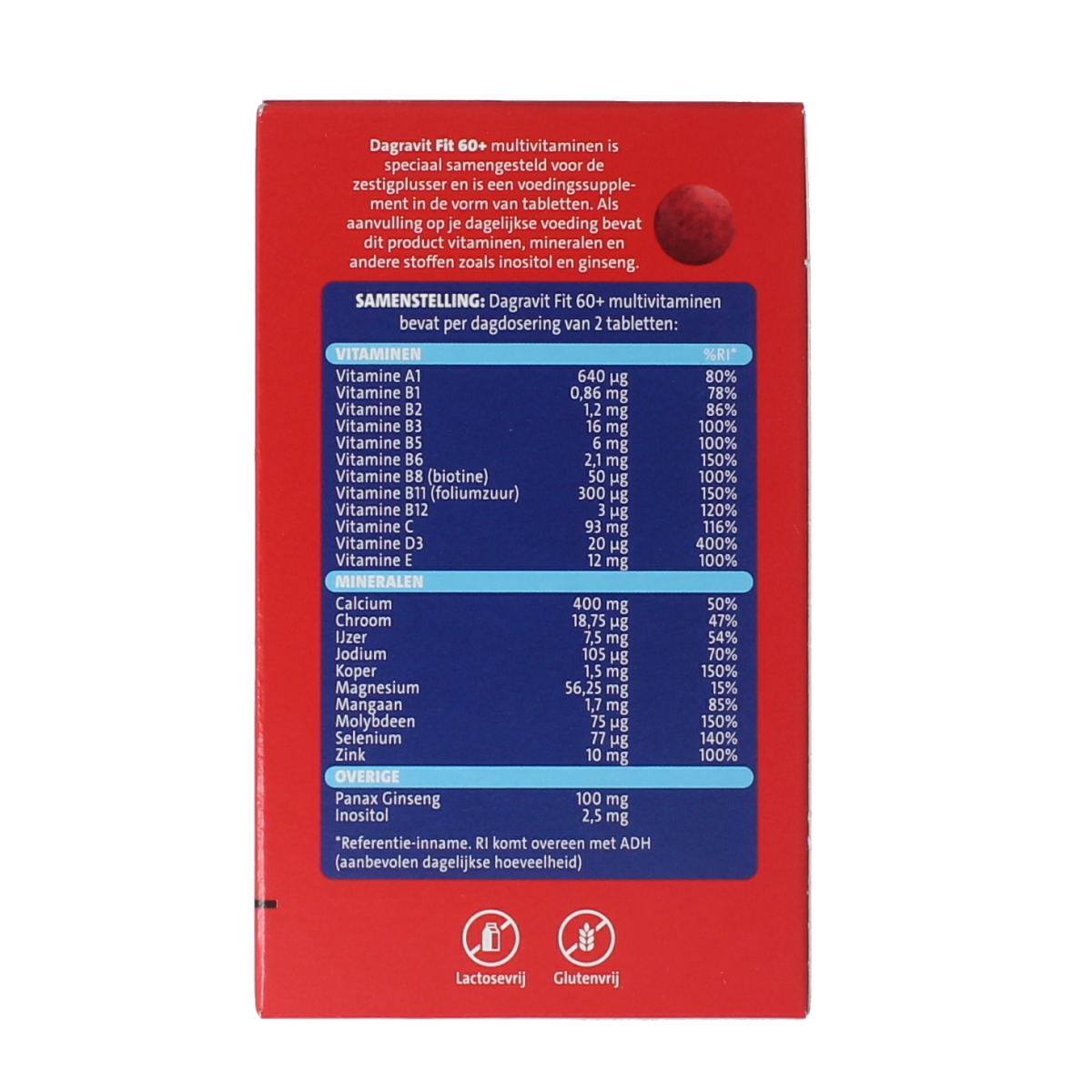 Dagravit Totaal 30 vitaal multivitamin tablets for 60+ adults, showing a bottle of dietary supplement tablets.