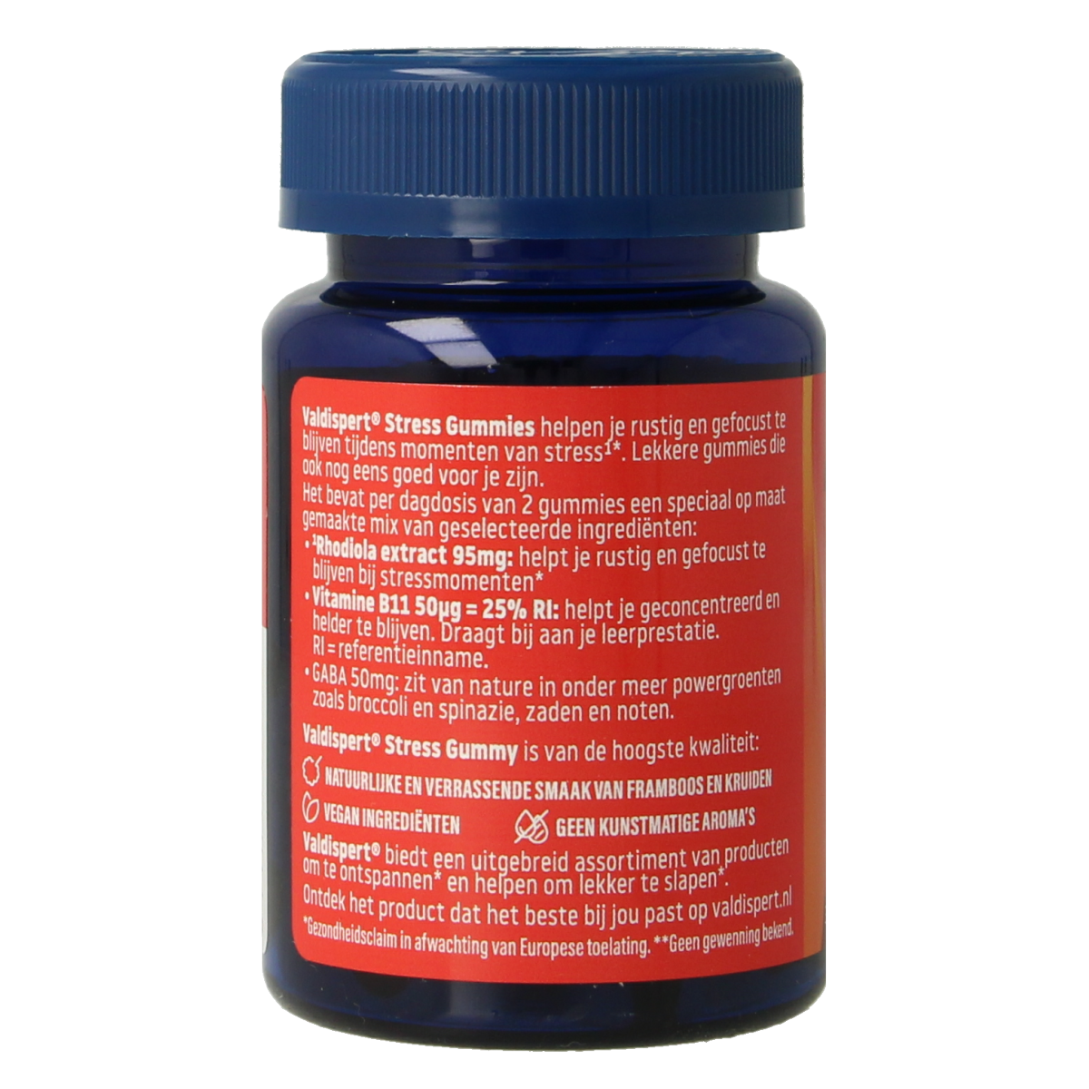 Valdispert Stress herbal supplement gummies, 30-piece pack, featuring natural ingredients for calming and stress relief.