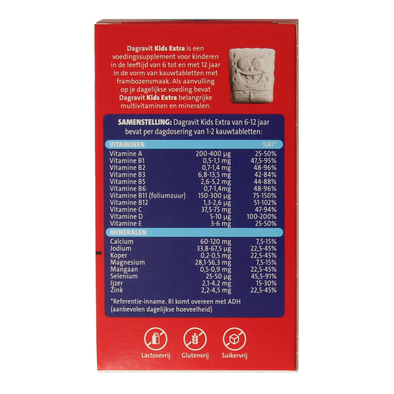 Dagravit Kids extra 6-12 years multivitamin chewable tablets, colorful packaging with 60 tablets for children aged 6 to 12.