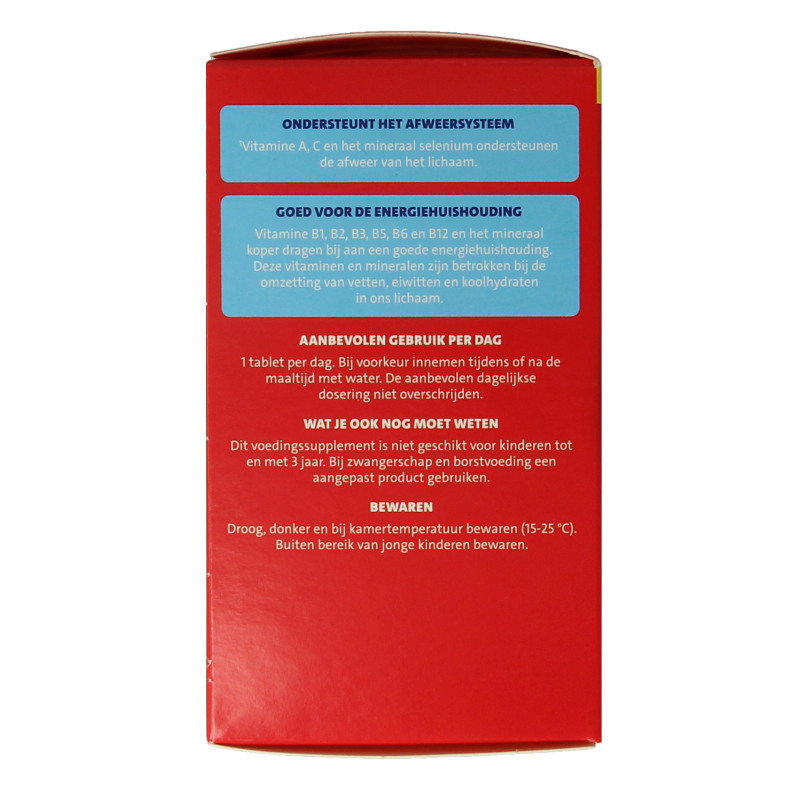 Dagravit Multi Elke Dag 100% vitamin multivitamin tablets, 60-count bottle, showing the packaging and tablets inside