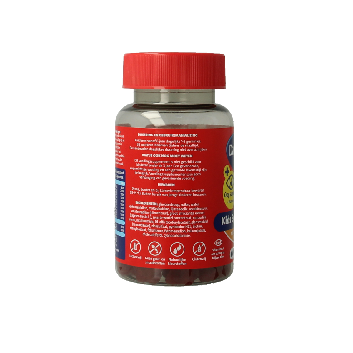 Dagravit Kids multivitamin gummies for ages 6-12, featuring colorful gummy shapes in a bottle.