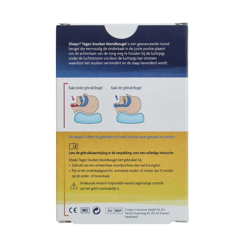 Shiepz snurken mondbeugel for nasal care, shown in the image, designed to reduce snoring and improve sleep quality.