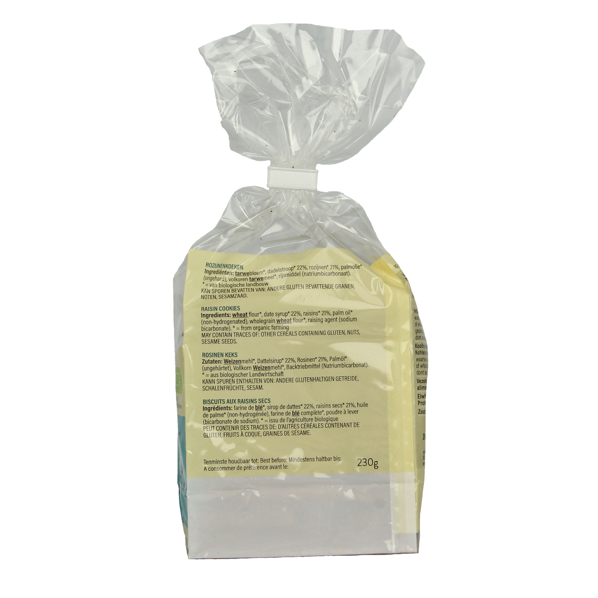 Billy's Farm Rozijnenkoeken bio, 230g, Dutch organic raisin cookies with golden raisins on top, fresh and crispy.