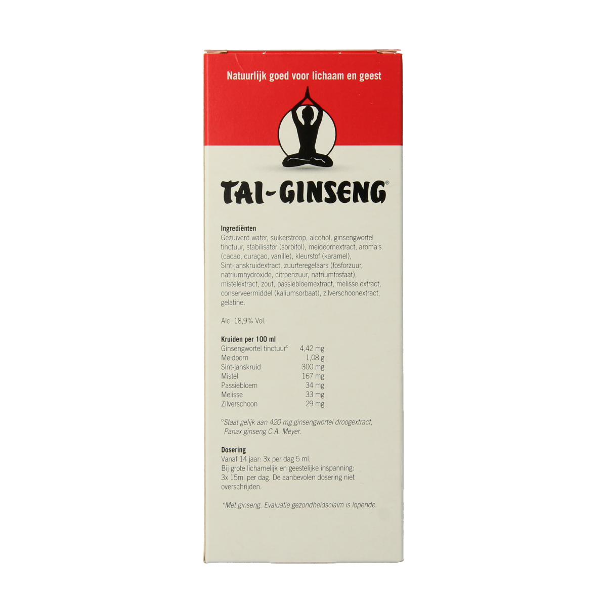 Bottle of Tai Ginseng elixir 250ml from Tai Ginseng, a herbal preparation with ginseng for health support.