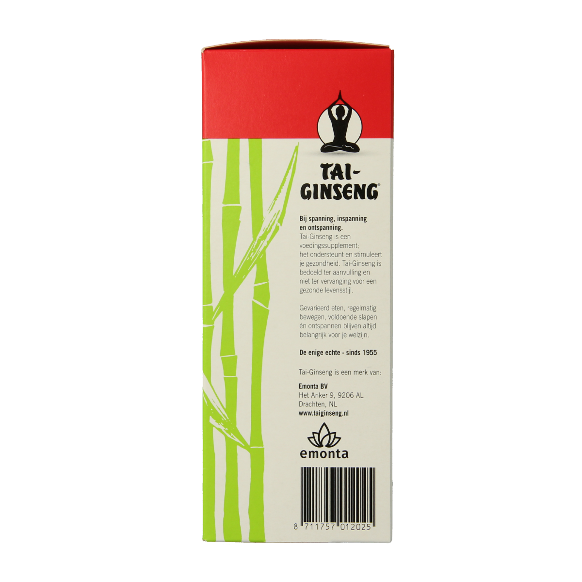 Bottle of Tai Ginseng Tai-Ginseng elixir 250ml, herbal supplement in a clear glass bottle with a label featuring ginseng roots.