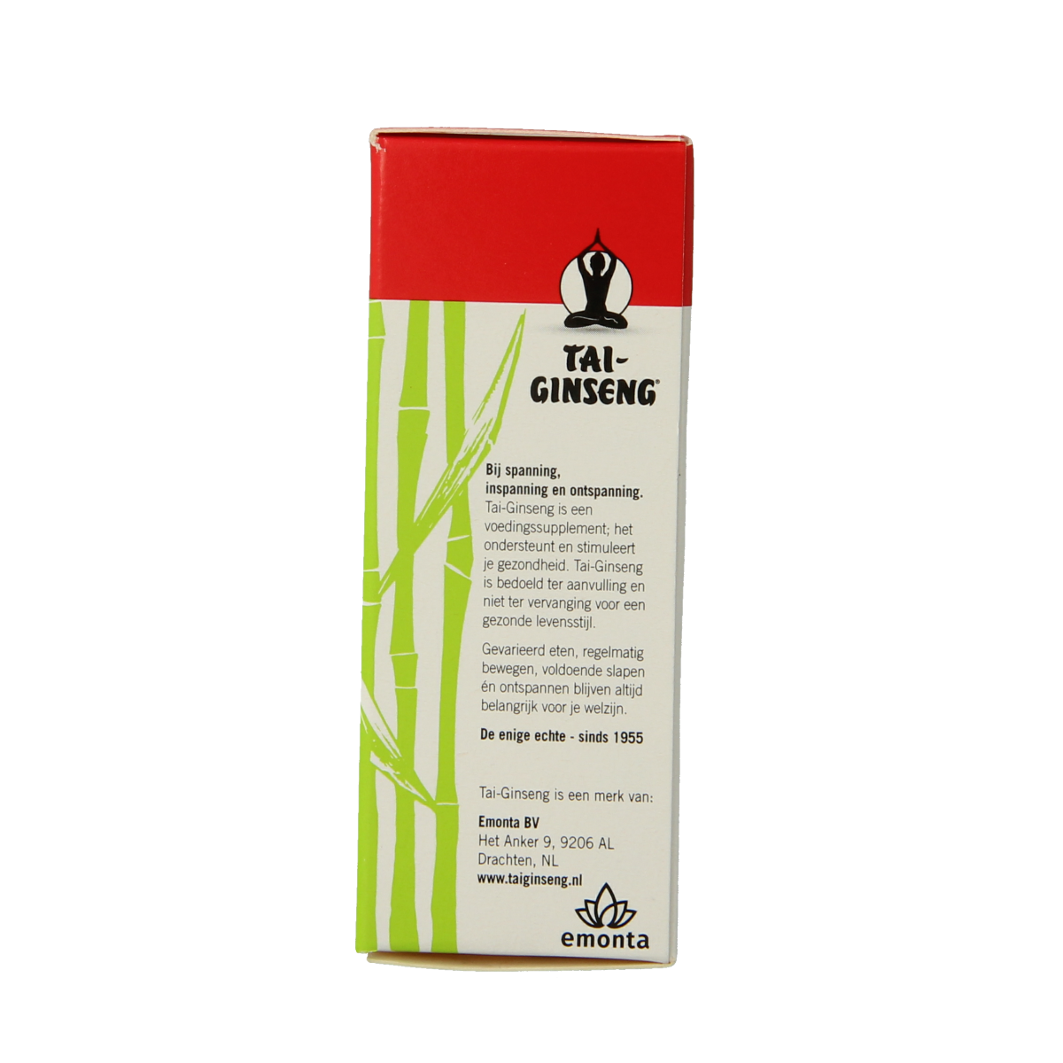 Bottle of Tai Ginseng Tai-Ginseng elixir 20ml, herbal supplement from Kruidenpreparaten brand, with a clear label and cap.