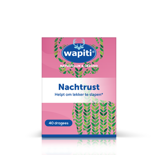 Wapiti Nachtrust herbal supplement bottle with 40 dragees, natural herbal preparation for restful sleep.