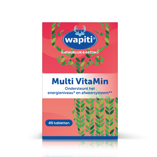 Wapiti Multi Vitamin tablets, bottle of 45, dietary supplement with various essential vitamins and nutrients.