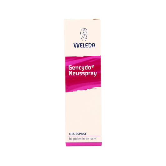Weleda Gencydo nasal spray 20ml for nasal care and inhalation, featuring natural ingredients for soothing relief.