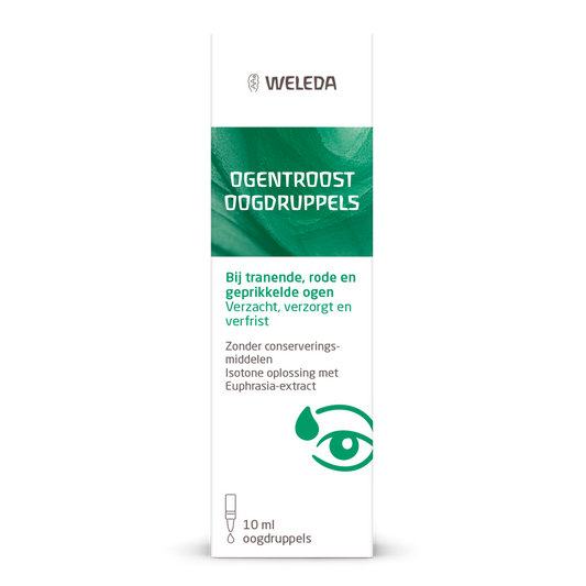 Weleda Ogentroost eye drops in a 10ml bottle, natural eye care product for soothing and refreshing eyes.