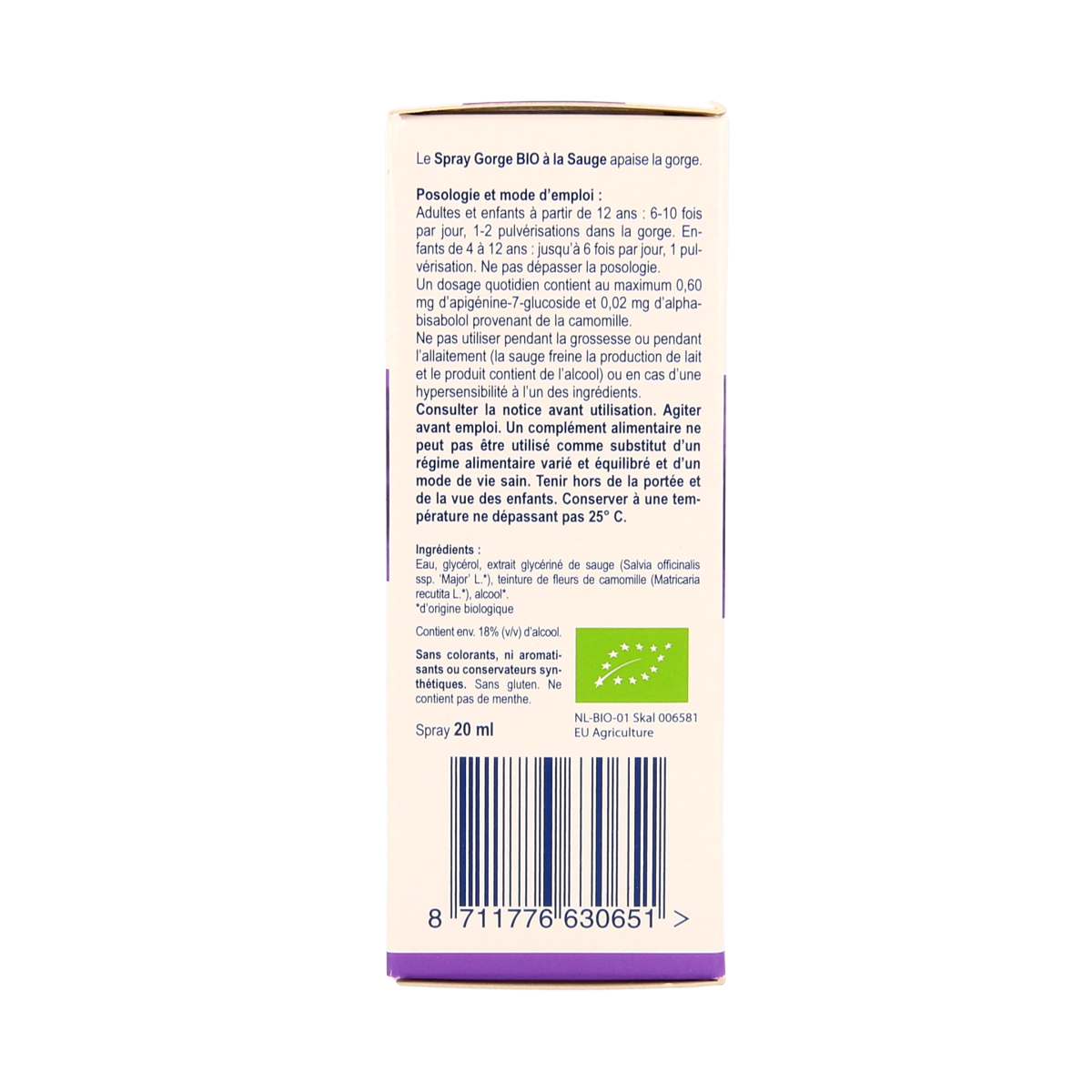 Weleda Salie keelspray bio in 20ml bottle, herbal preparation with sage for natural oral and throat care.