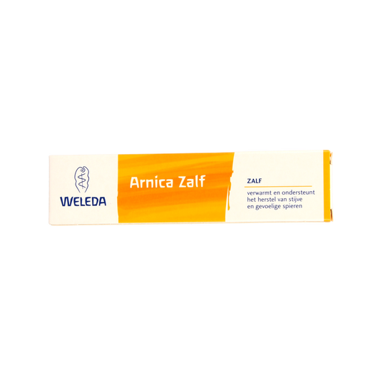 Weleda Arnica body care ointment in a 25g tube, designed for soothing and nourishing skin.