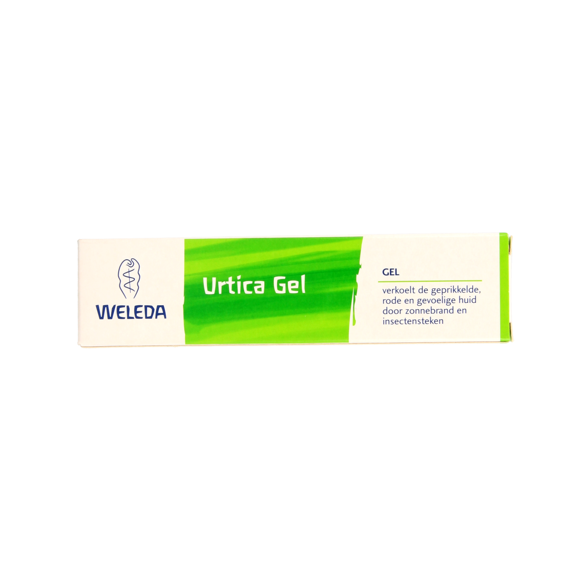 Weleda Urtica gel 25g for body care, featuring natural ingredients in a clear tube with green and white packaging.