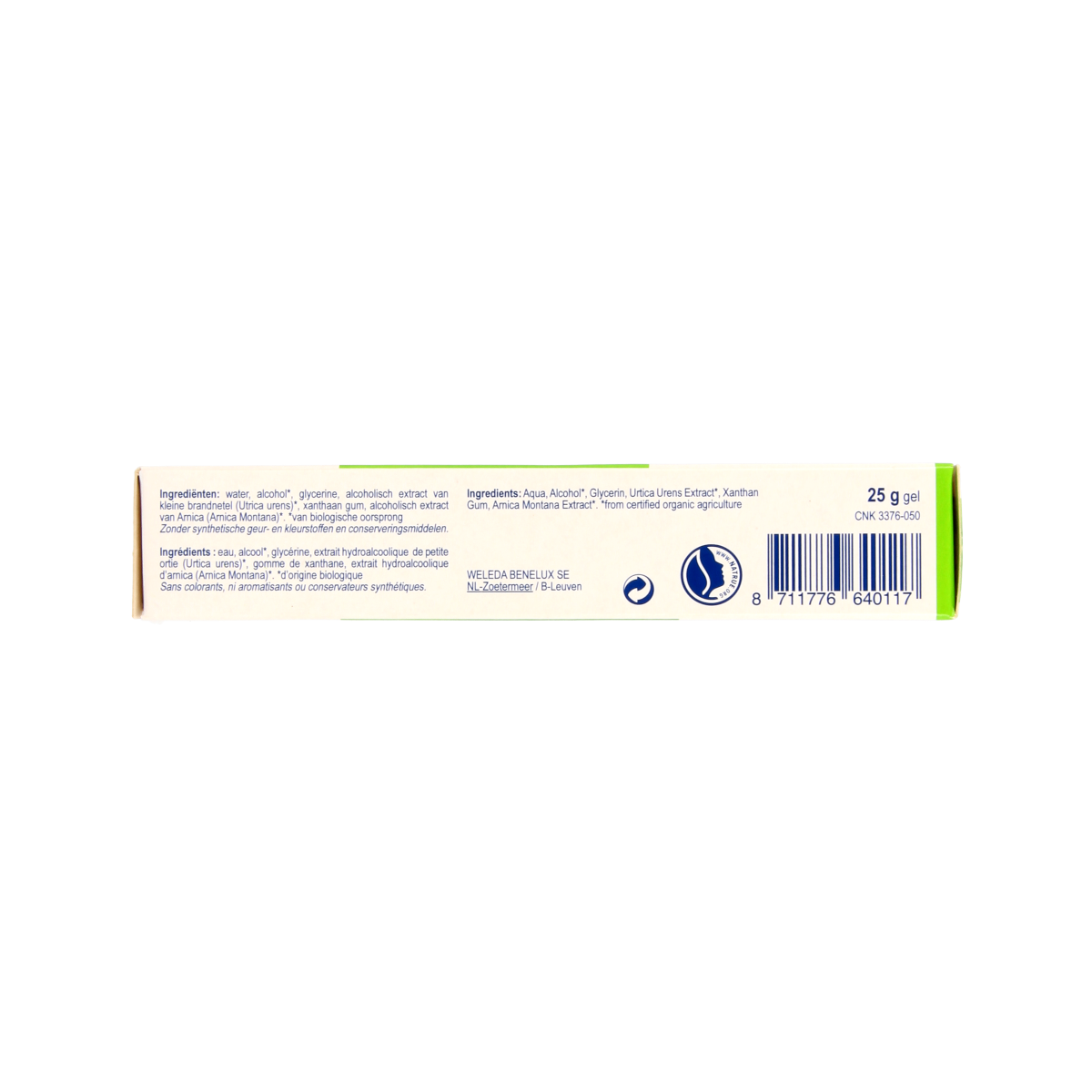 Weleda Urtica gel 25g for body care, with natural ingredients, shown in a small tube on a white background.