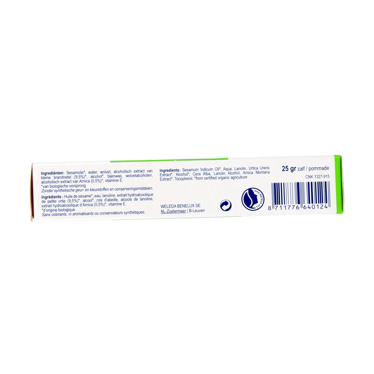 Weleda Urtica Zalf 25g tube of herbal body care cream with natural ingredients, designed for soothing skin.