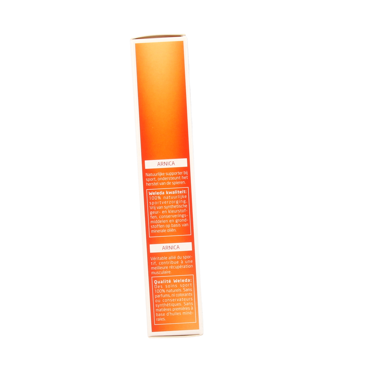 Weleda Arnica sport gel in 25g tube, a natural muscle and joint care product for sports recovery.