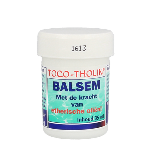 Toco Tholin Balsem mild for muscle and joint care, 35ml bottle with label showing brand and product details.