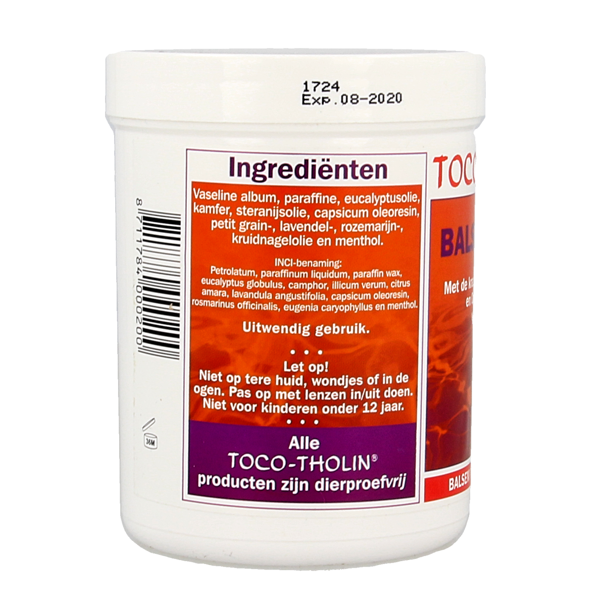 Toco Tholin Warm Balsem 250ml for muscle and joint care, showing the balm container with label and branding.
