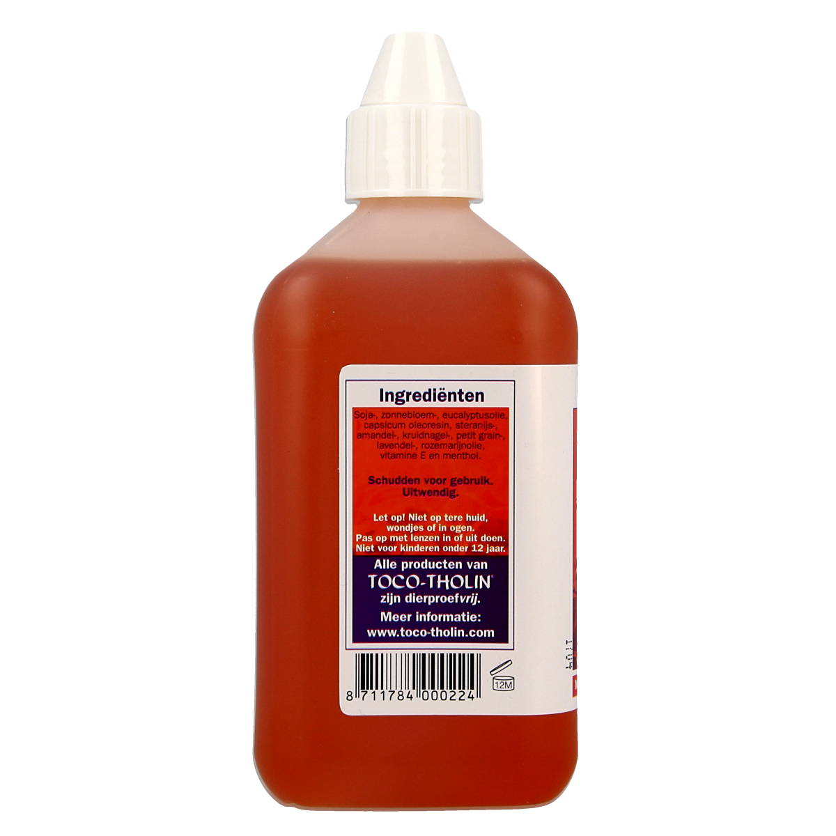 Toco Tholin Natumas massage oil bottle, 500ml, natural body care product with warm, soothing properties for skin relaxation