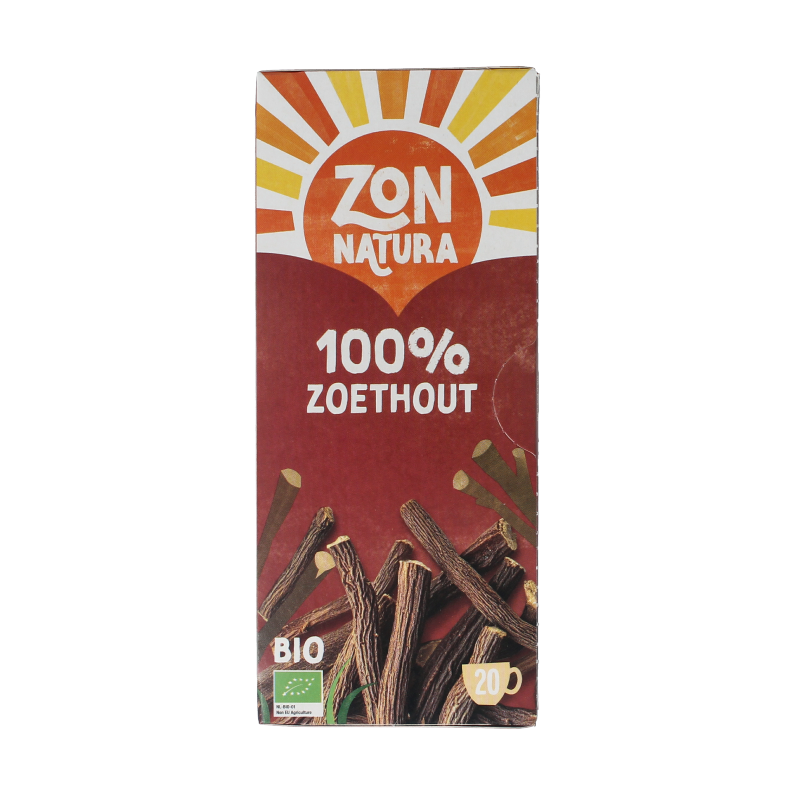 Zonnatura Zoethout thee bio, 20 zakjes, herbal tea with licorice roots in a box, natural and organic product.