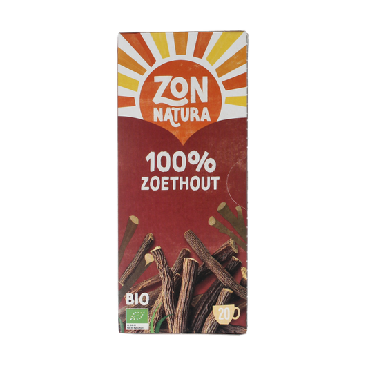 Zonnatura Zoethout thee bio, 20 zakjes, herbal tea with licorice roots in a box, natural and organic product.