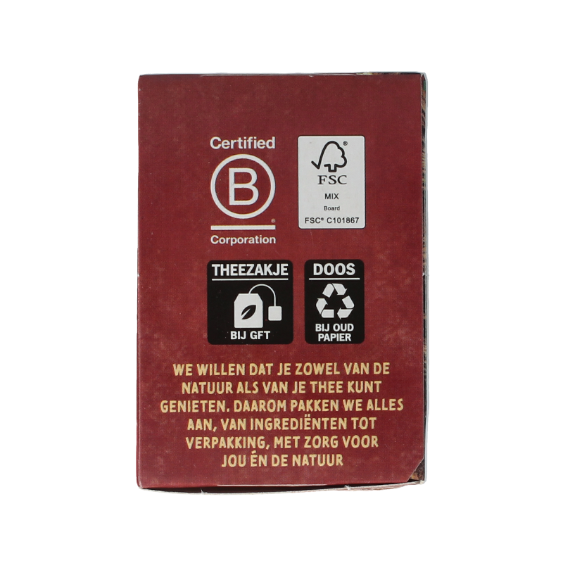 Organic Zonnatura Zoethout tea in a box with 20 sachets, featuring natural licorice root flavor for soothing tea enjoyment.