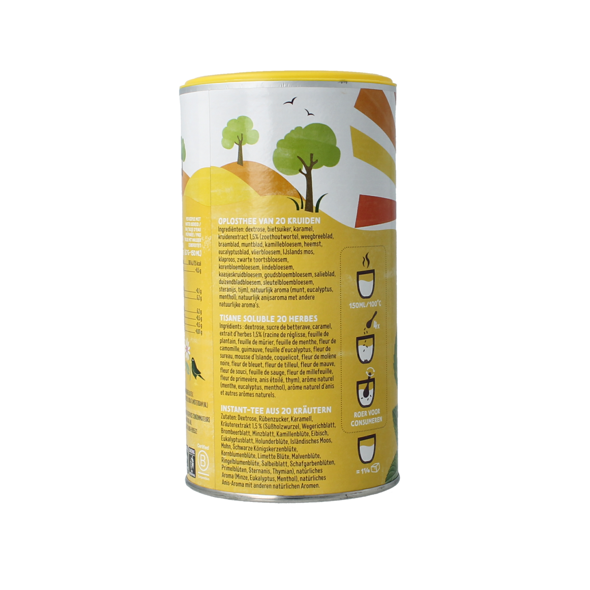 Zonnatura 20 Kruiden oplosthee in 200g package, herbal tea blend with various herbs and natural ingredients.