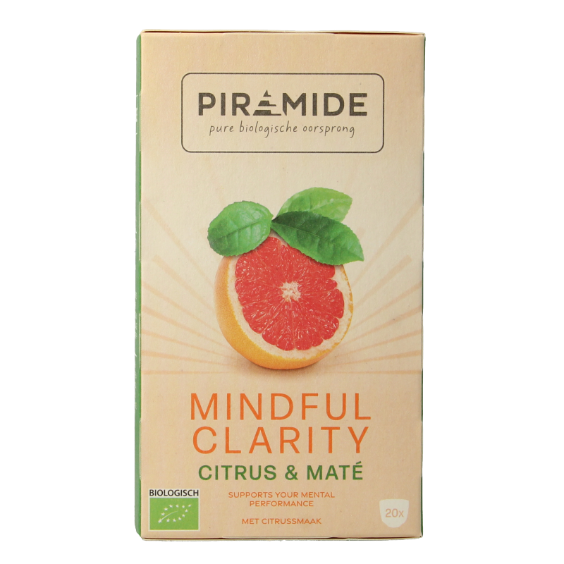 Piramide Mindful Clarity Bio coffee and tea pyramid tea bags, 20-count, natural organic herbal infusion.