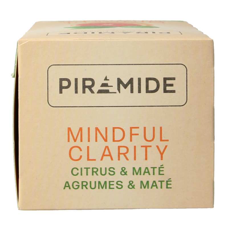 Piramide Mindful Clarity Bio coffee and tea pyramid tea bags, 20-count, with organic ingredients and natural packaging.