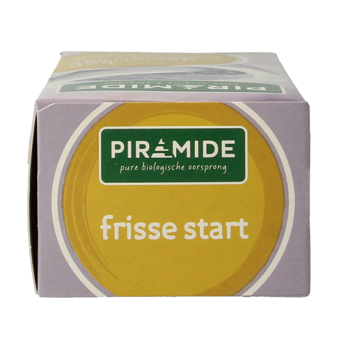 Organic Piramide Frisse Start tea in a box, featuring 20 biodegradable tea bags, perfect for a refreshing herbal brew.