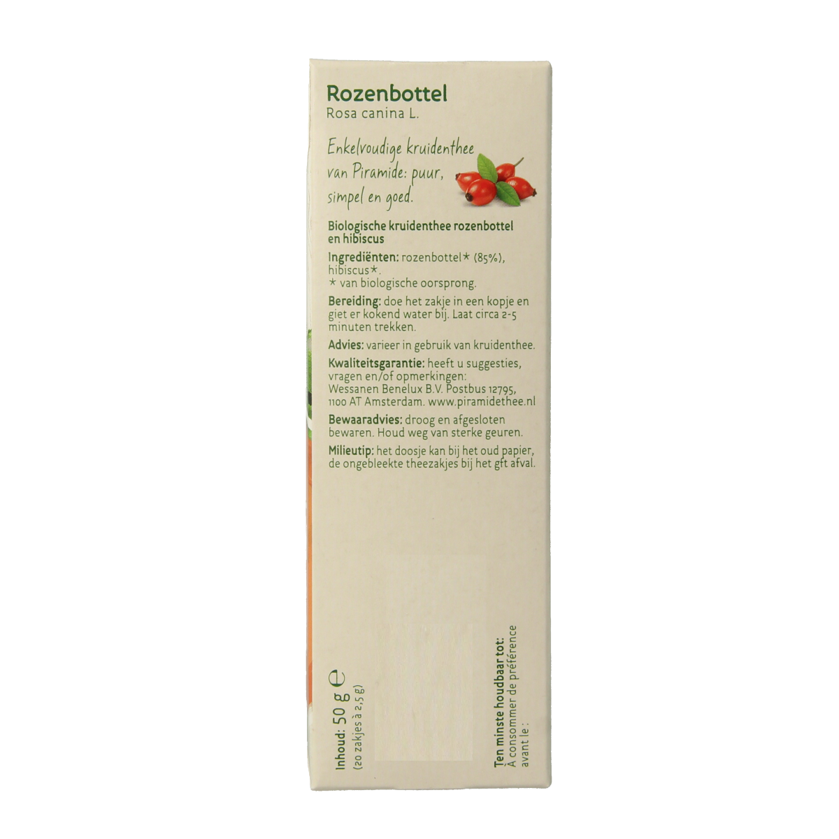 Piramide organic rosehip tea pyramid bags, eco-friendly bio, 20 tea bags, natural herbal infusions, displayed in a clear box