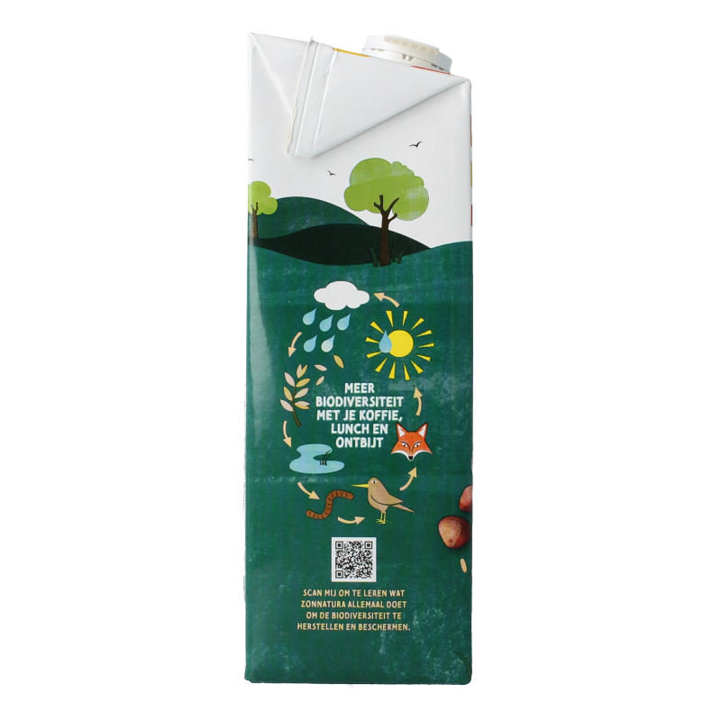Zonnatura bio hazelnut rice drink in a 1-liter carton, featuring a hazelnut and rice beverage with natural ingredients.