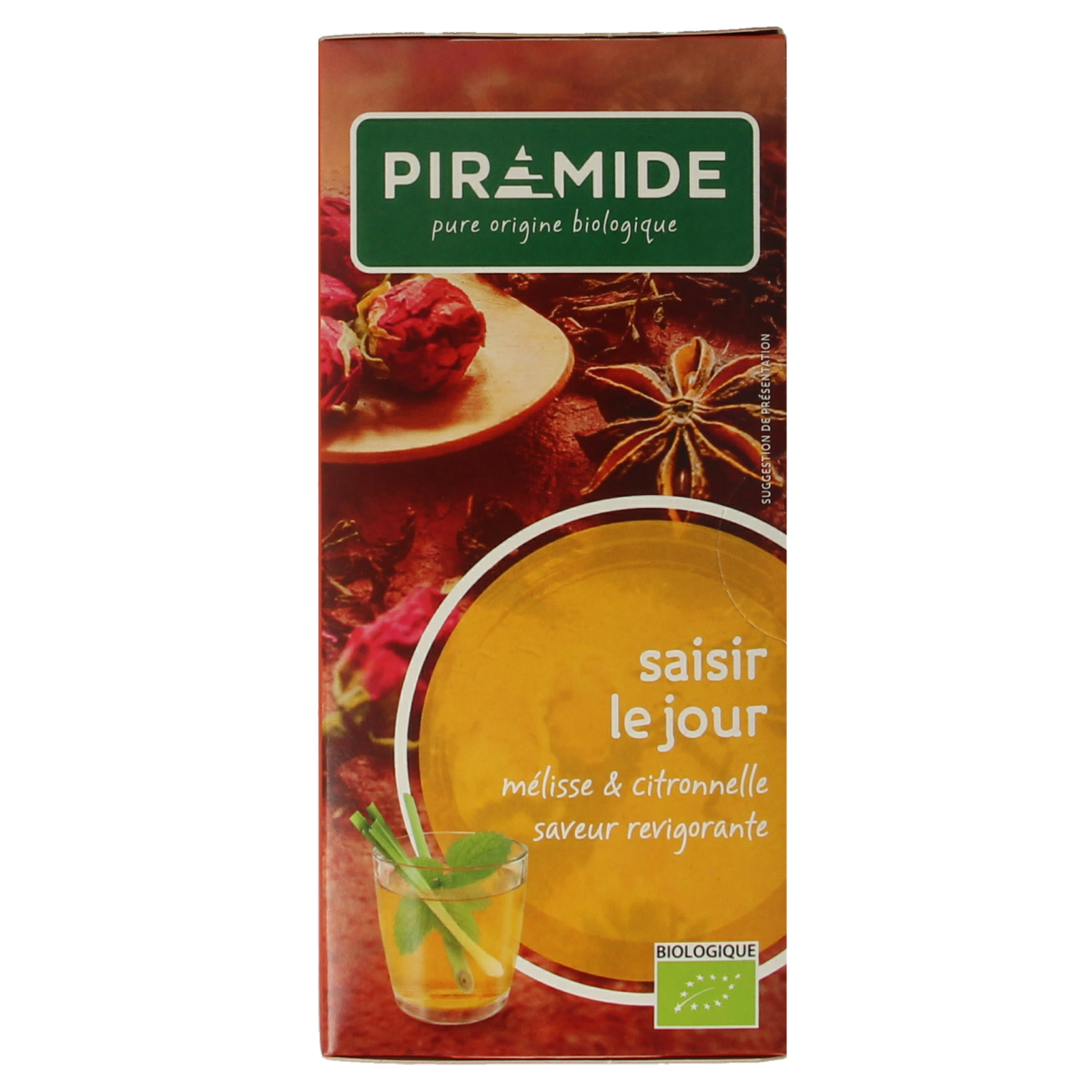 Piramide Pluk de dag bio tea pyramid tea bags, 20 count, natural herbal blend for brewing in a teapot or cup.