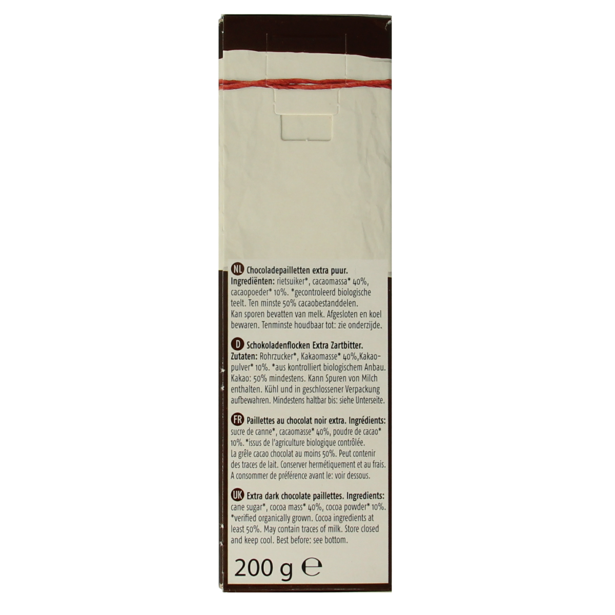 De Rit Chocoreale hagelslag extra puur bio, 200g, gluten-free chocolate sprinkles for bread topping, natural and organic.