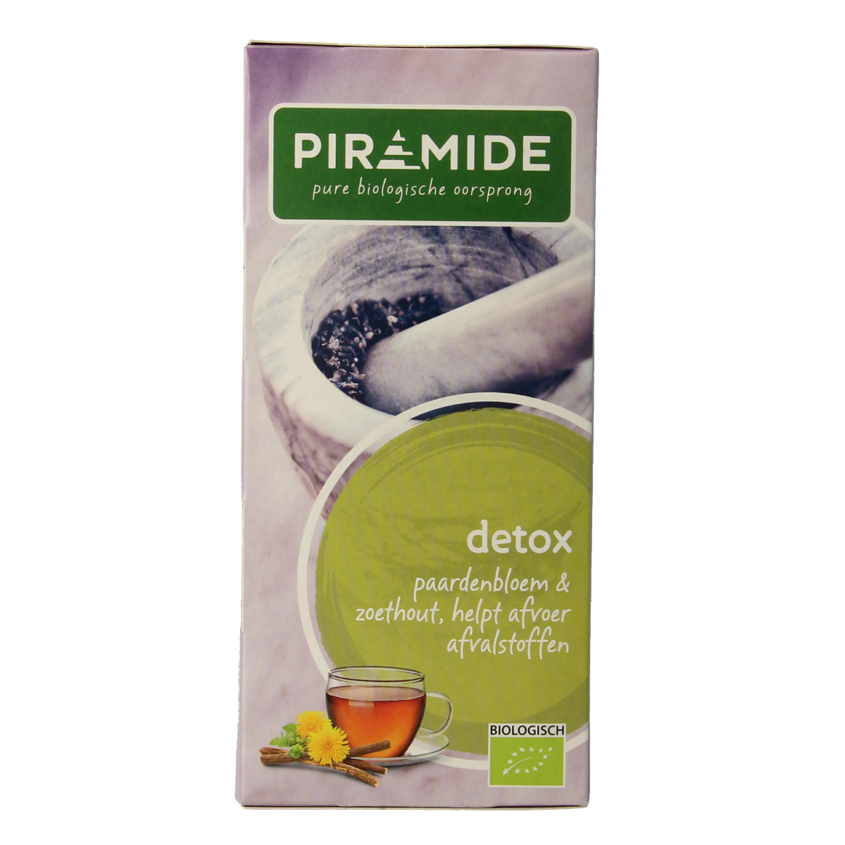 Organic Piramide Detox tea pyramid infuser bags, eco-friendly, with fresh herbal blend in a pack of 20.