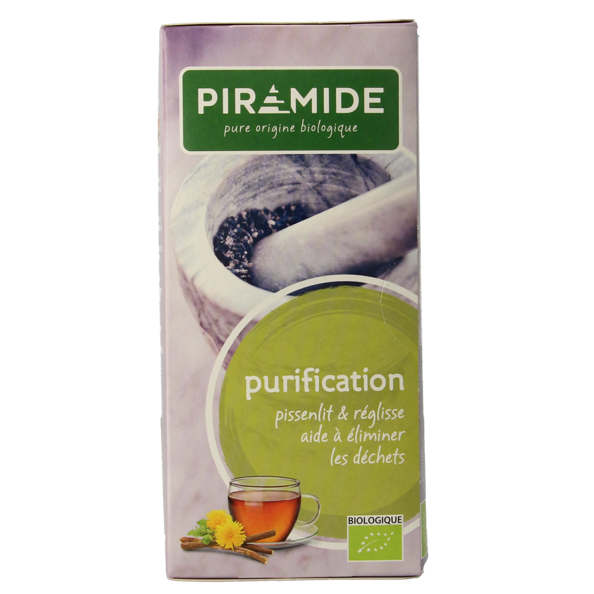 Organic Piramide Detox tea pyramid bags, eco-friendly bio herbal tea with 20 tea bags, natural health and detox support.