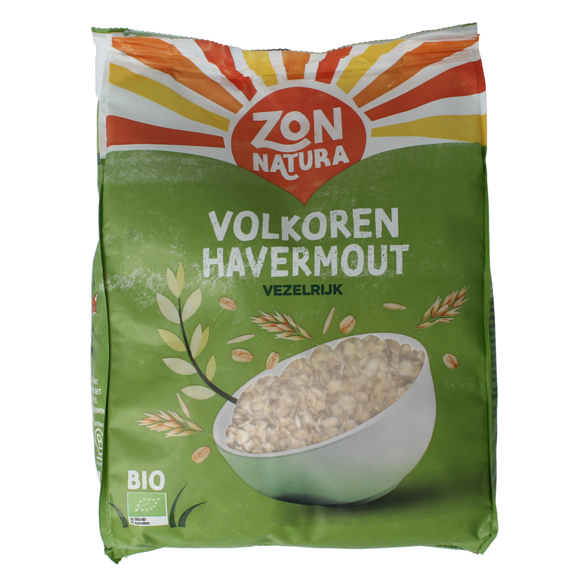 Zonnatura volkoren havermout ontbijtgranen in 300g package, natural whole grain oats, organic and healthy breakfast option.