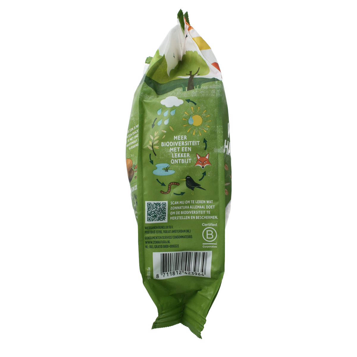 Whole grain organic Zonnatura breakfast oats in a 300g package, shown in a clear image of the product packaging.