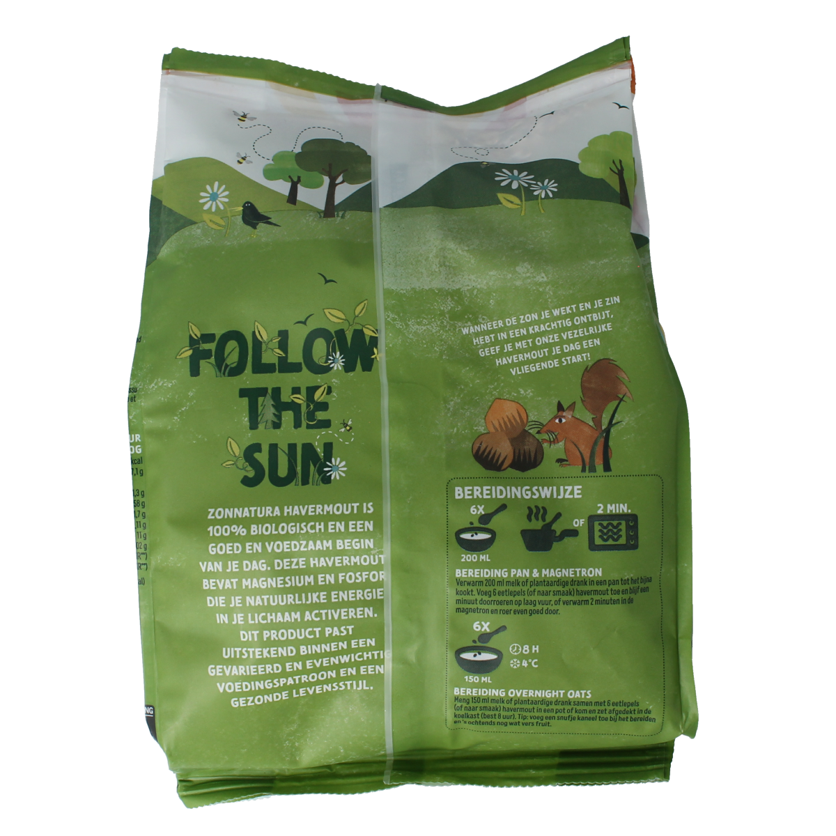 Zonnatura volkoren havermout ontbijtgranen in 300g package, showing the natural whole grain oats in a clear bowl.