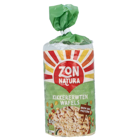 Zonnatura organic chickpea wafer cracker in 100 grams, crispy and golden, perfect for snacks or spreads.
